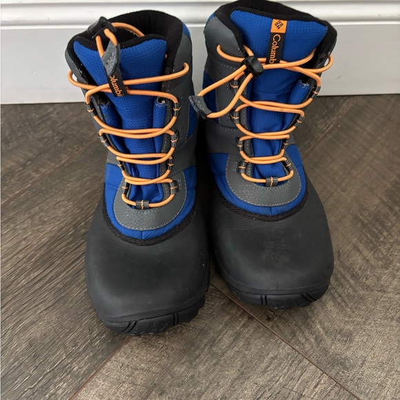 Columbia Other - Columbia Blue and Black Boots with Orange Laces kids